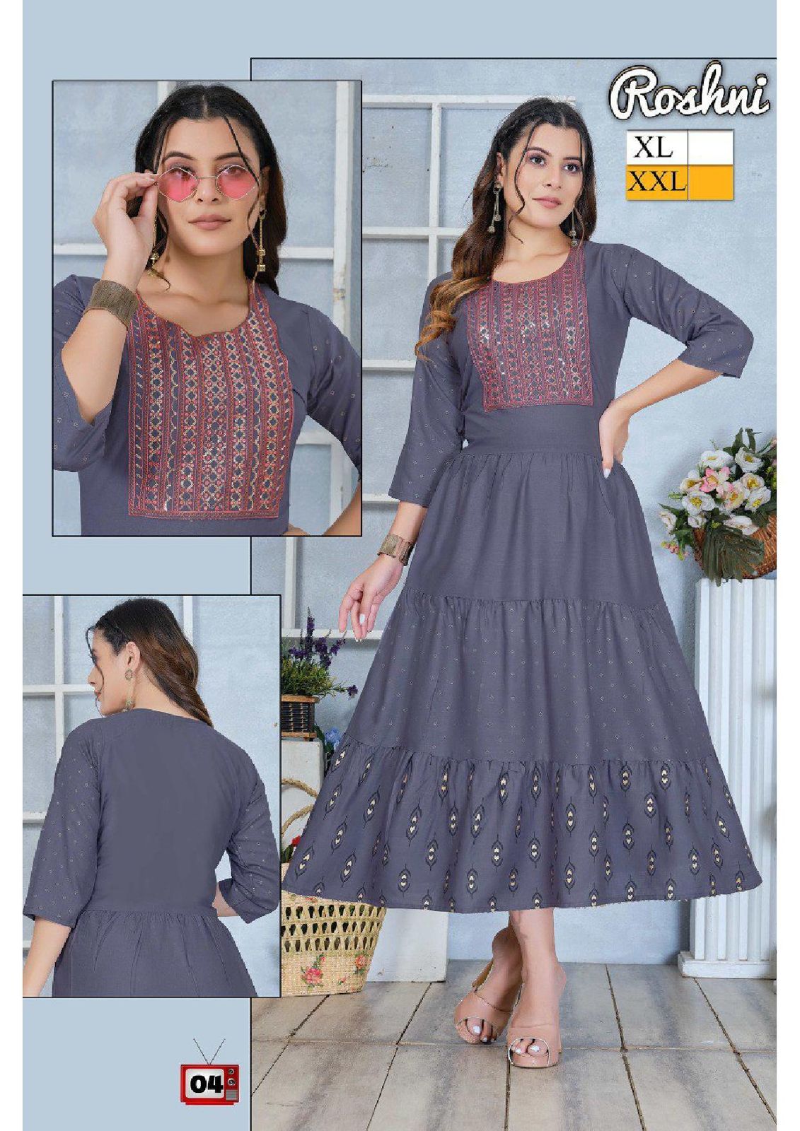 Golden Roshni  Printed Designer Wholesale Anarkali Kurti Catalog
